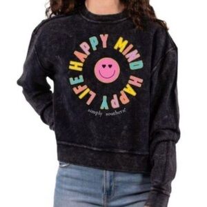 Simply Southern Happy Mind Happy Life Cropped Sweatshirt Size XL